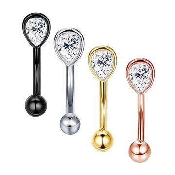 Arany színű 316L orvosi acél szemöldök piercing cirkónia kővel