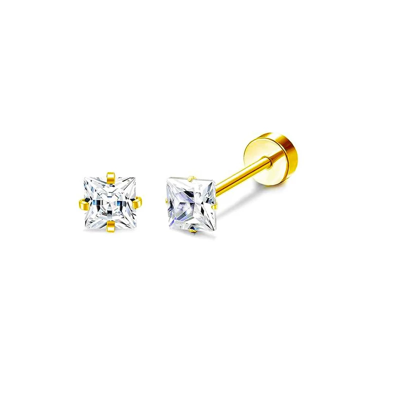Arany színű 316L orvosi acél labret piercing cirkónia kővel